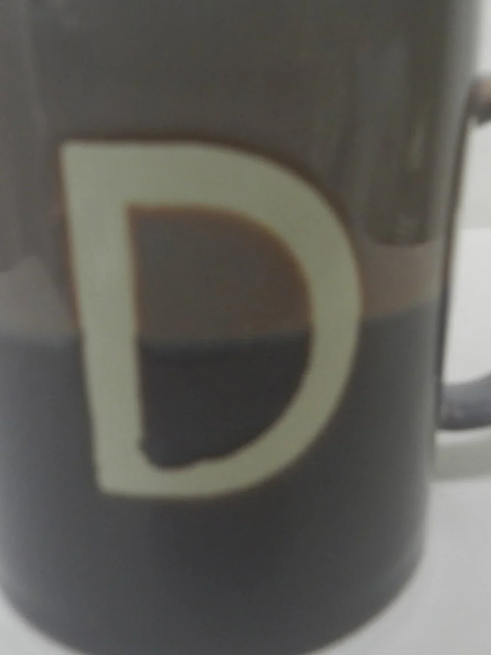 Sur La Table Color Block Monogram D Mug Cup 15oz purple dish micro safe NEW NWT